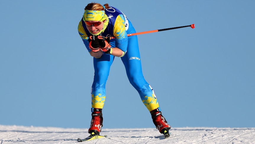 Ukraine's Valentyna Kaminska competes during the Women's Cross-Country Sprint Free Qualification at the Winter Olympics