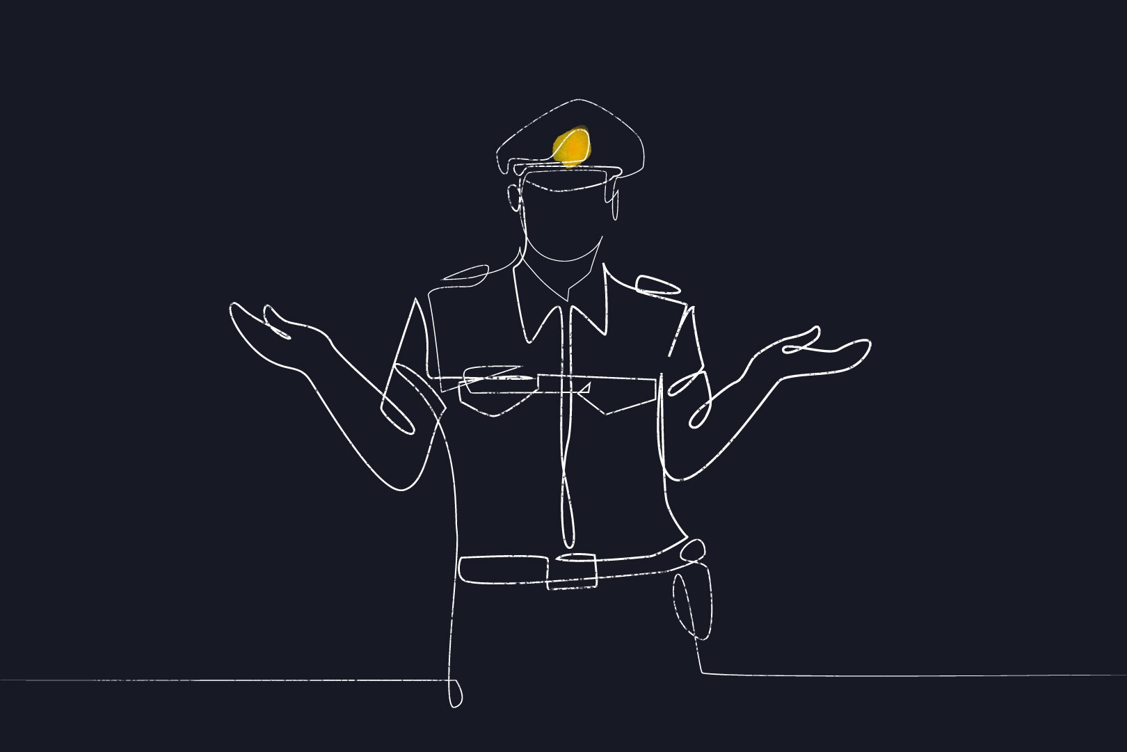 An illustration of a police officer shrugging.