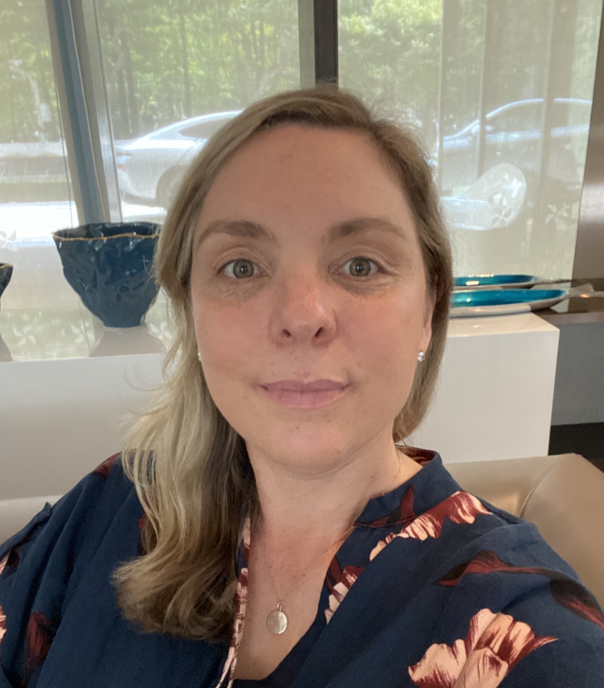 A selfie of Anna Stephens in a domestic setting.