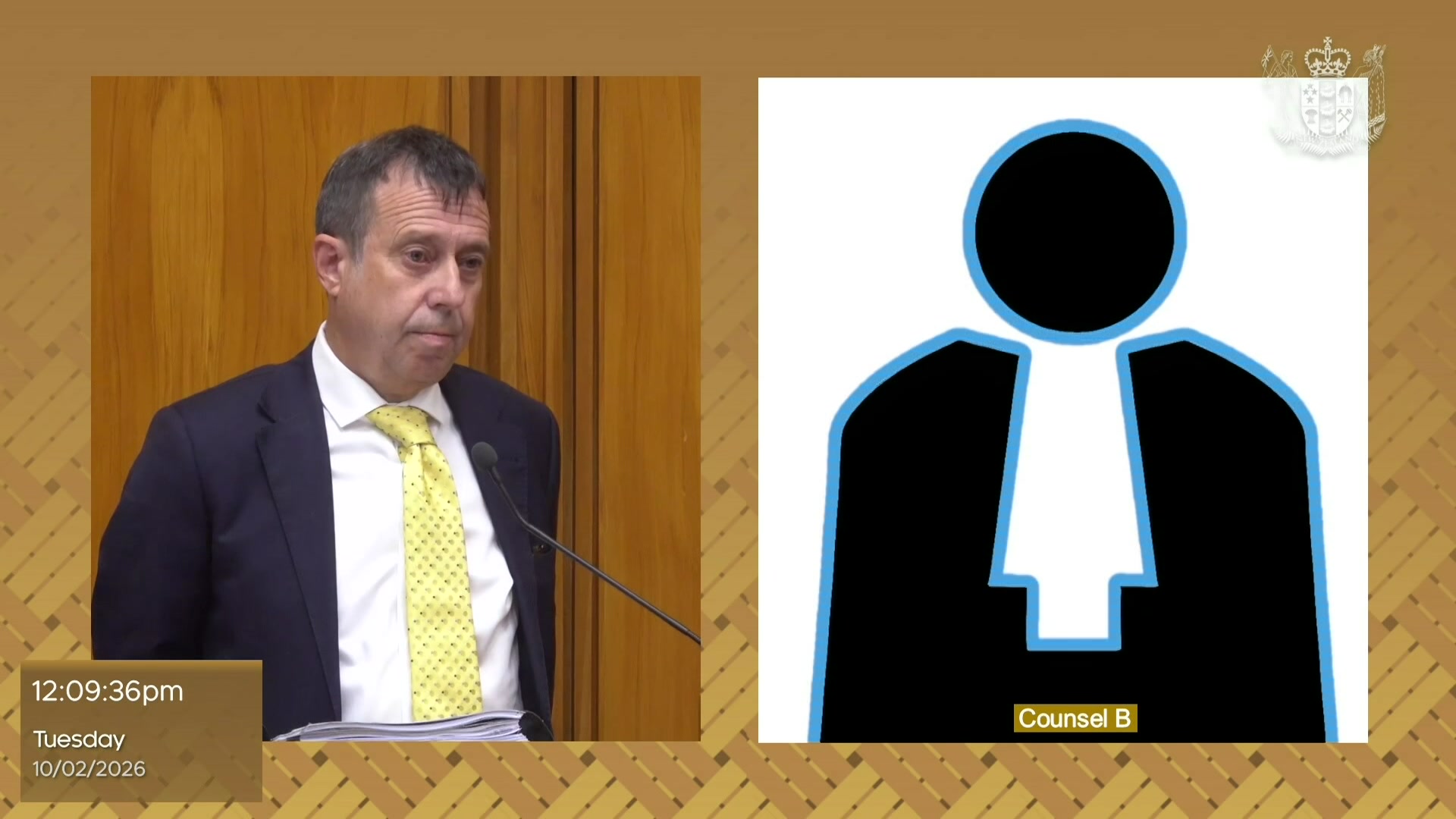 Una pantalla dividida de una transmisión en vivo que muestra a un hombre y al otro un gráfico de silueta.