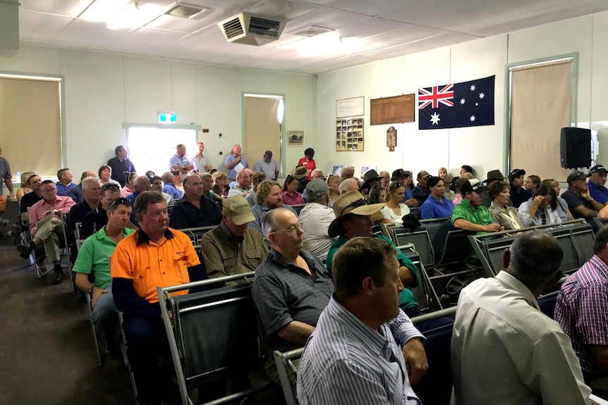 The Pooncarie Community in the Hall for the NSW DPI Water meeting.