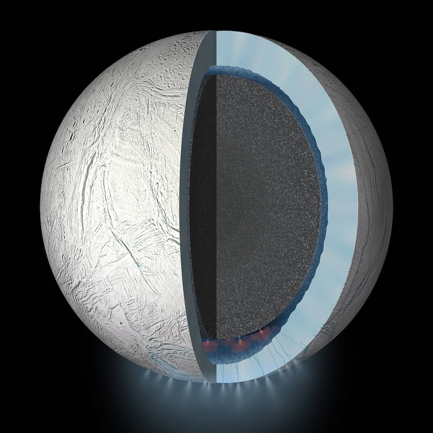 A cutaway of Enceladus.