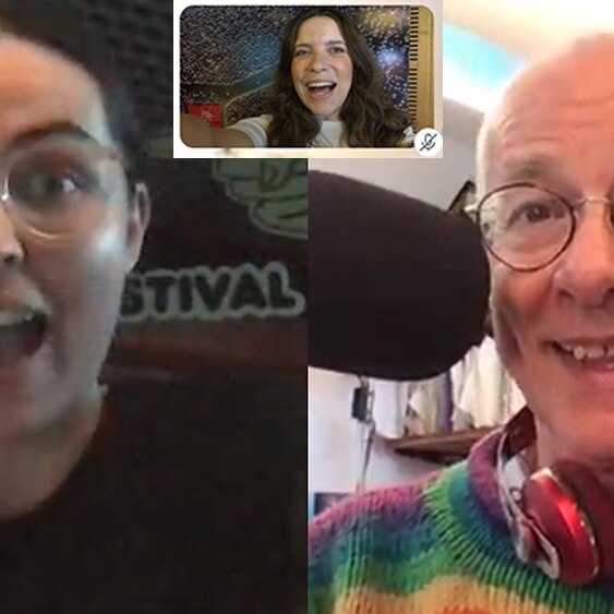 Dr Karl, Olivia Willis and Lucy Smith over Skype