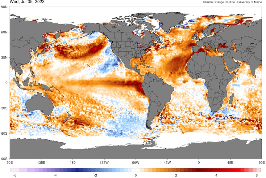 A graph depicting heat patterns across the North Atlantic and Pacific.