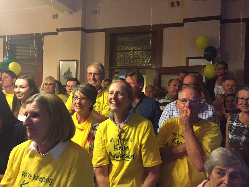 NSW Nationals celebrate in Tamworth on hearing local MP Kevin Anderson has retained his seat.