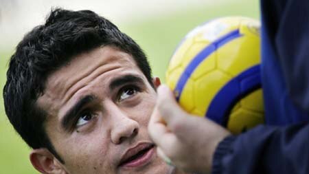 Tough games ahead ... Australia star Tim Cahill in training in Germany