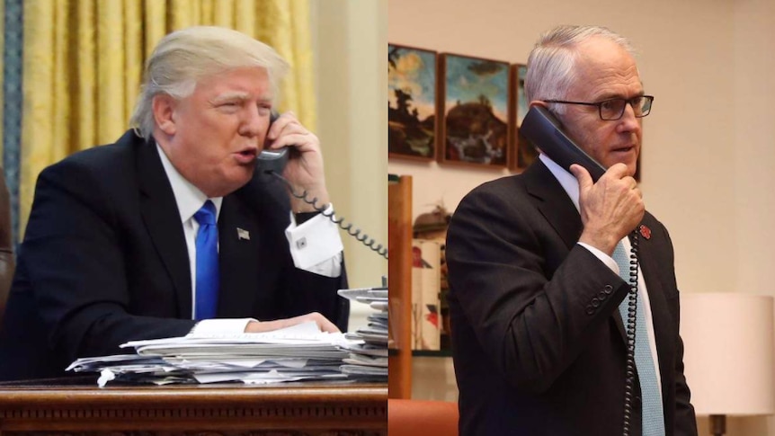 Donald Trump and Malcolm Turnbull on the phone