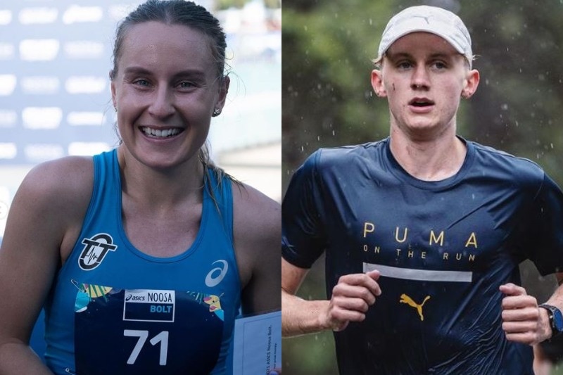 Australia's parkrun record holders Caitlin Adams and Jude Thomas.