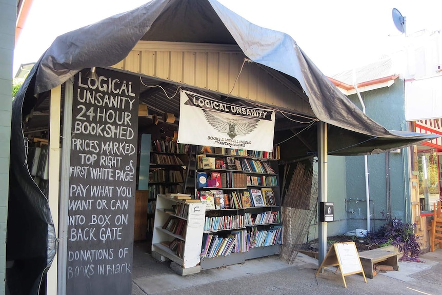 Bookshop exterior of Logical Unsanity Books and Miscellaneous Phantasmagoria in Brisbane.