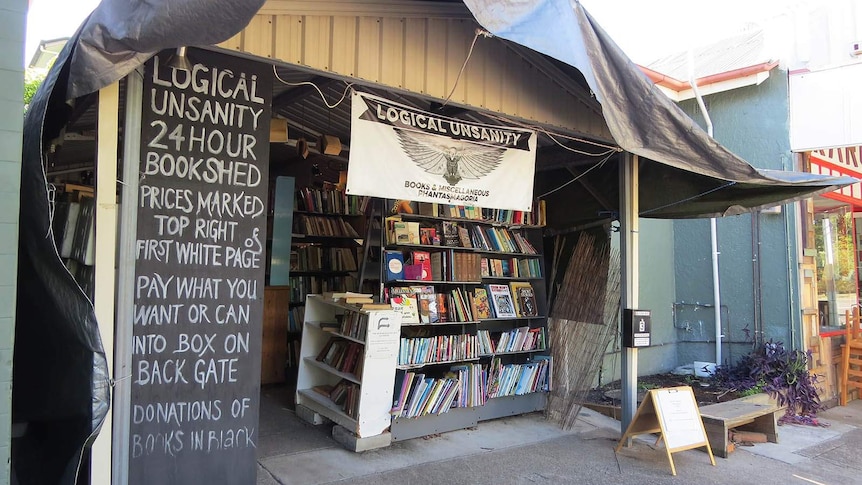 Bookshop exterior of Logical Unsanity Books and Miscellaneous Phantasmagoria in Brisbane.
