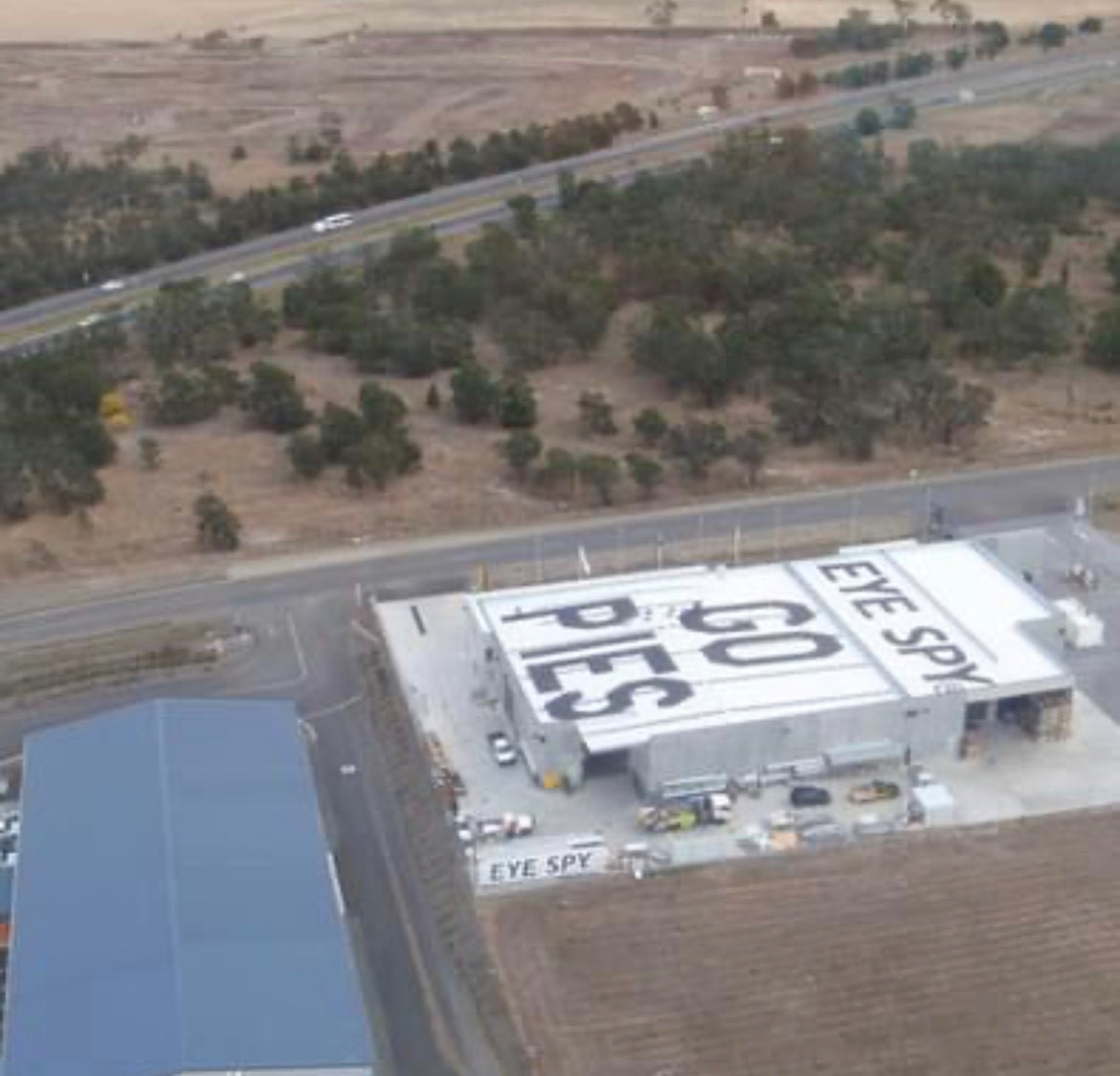 Roof reading "Go Pies"