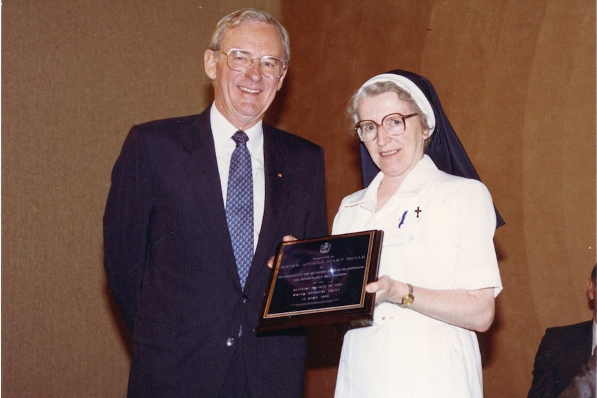 Bill Hayden and Sister Angela Mary in 1989