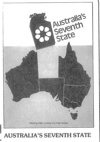 A drawn map of Australia, with the NT jumping out of the top of the landmass with 'Australia's seventh state' written beside it