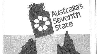 A drawn map of Australia, with the NT jumping out of the top of the landmass with 'Australia's seventh state' written beside it