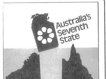 A drawn map of Australia, with the NT jumping out of the top of the landmass with 'Australia's seventh state' written beside it