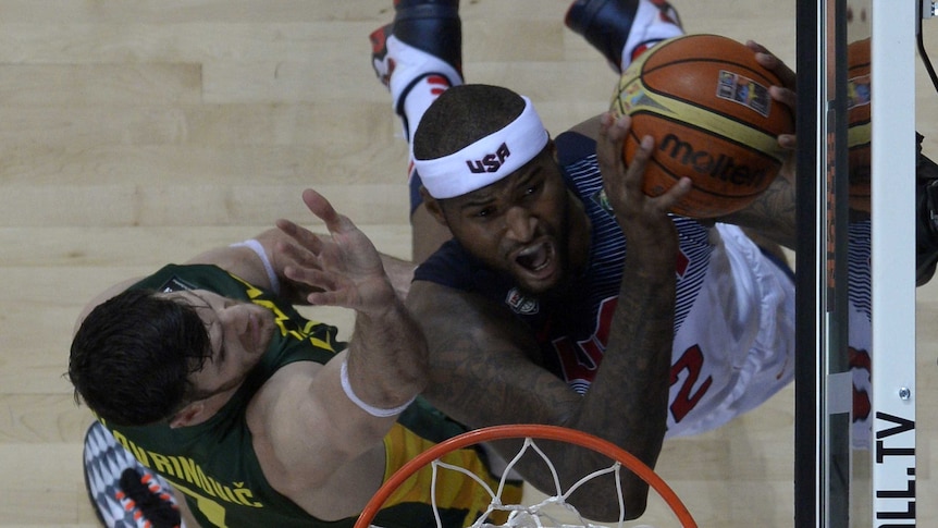 DeMarcus Cousins puts up a shot for the United States