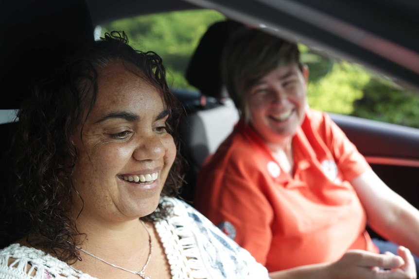 Two women in a car