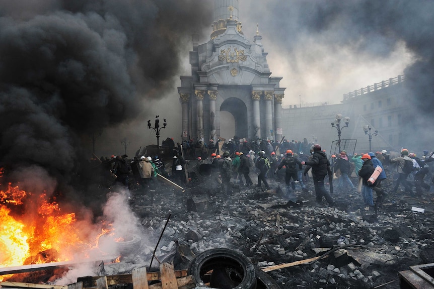 Protesters in Ukraine's Independence Square