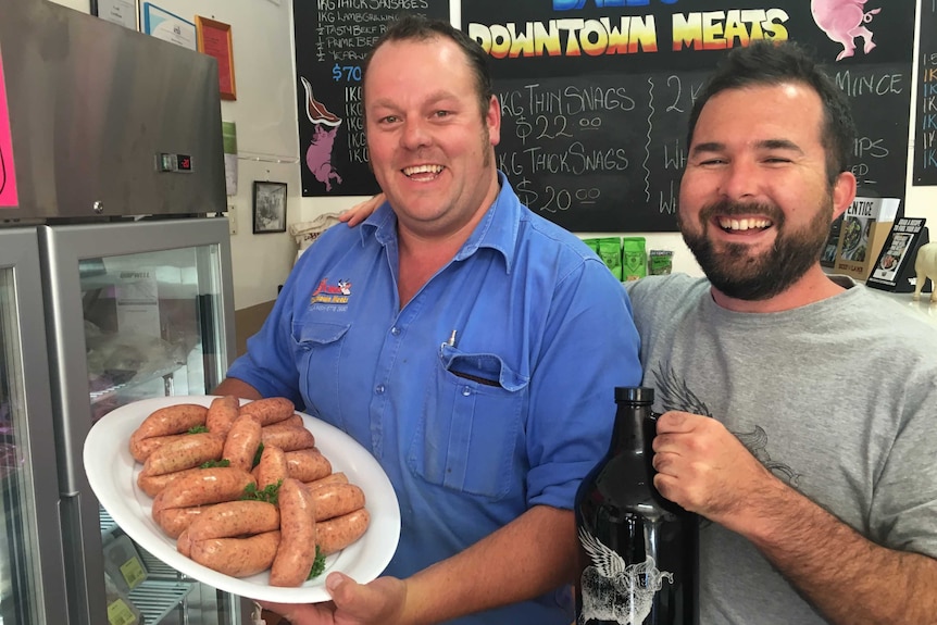 Butcher Dale Goodwin and brewery owner Ben Rylands
