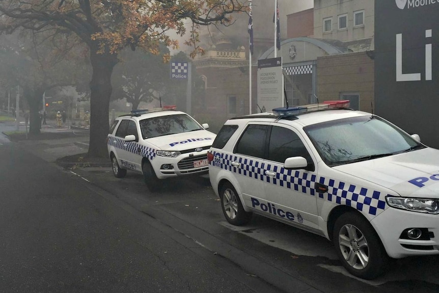 Old court house on fire at Moonee Ponds