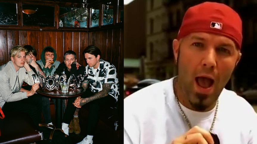 A collage of Bring Me The Horizon and Limp Bizkit's Fred Durst
