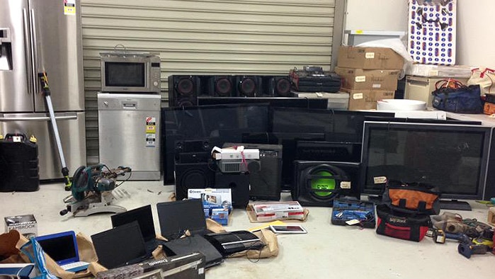Part of the cache of goods recovered by police that are believed to have been stolen