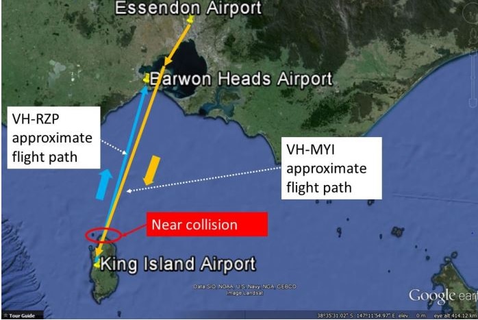 Near miss mid-air near King Island