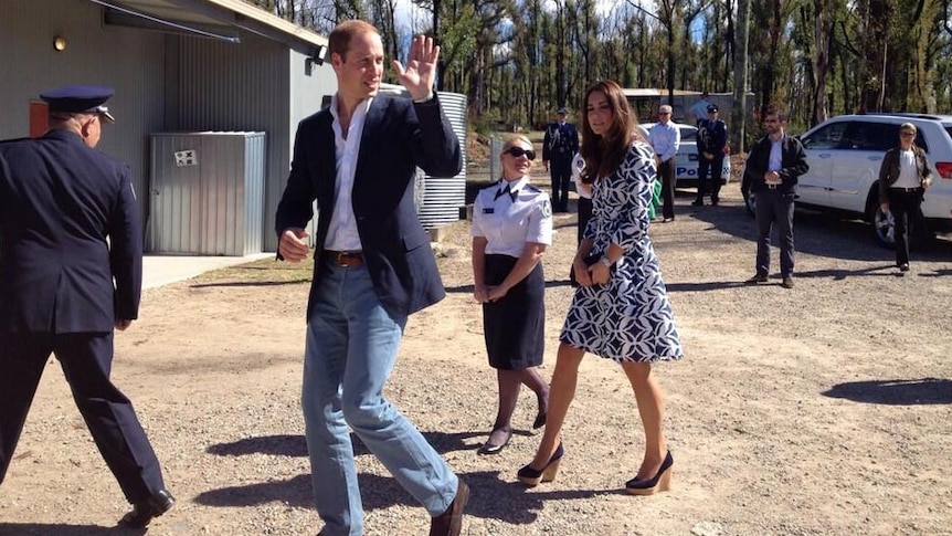 The Duke and Duchess of Cambridge arrive at Yellow Rock in the Blue Mountains.
