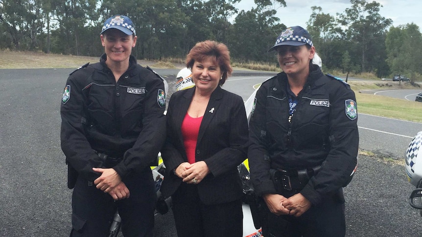 LtoR Senior Constable Linda Tajnai, Queensland Police Minister Jo-Ann Miller and Senior Constable Rozanna Henriksen
