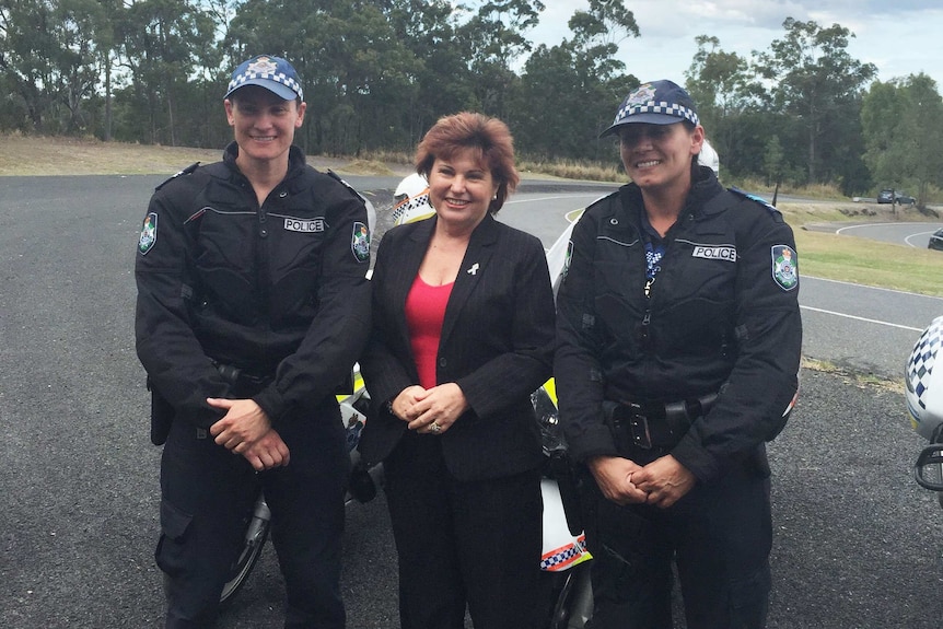 LtoR Senior Constable Linda Tajnai, Queensland Police Minister Jo-Ann Miller and Senior Constable Rozanna Henriksen