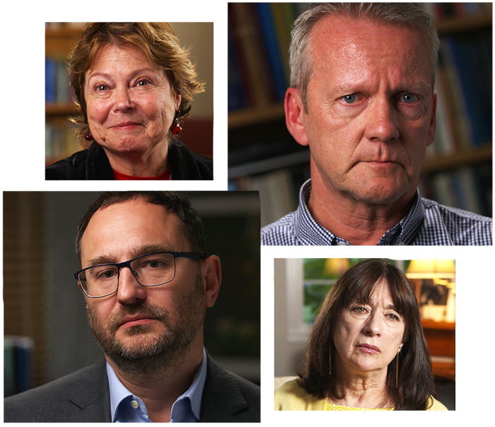 Professor Robyn Ewing (top L), Professor Pasi Sahlberg (top R), Dr Pete Goss and Professor Maryanne Wolf.