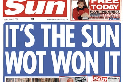 The Sun's famous headline, from 11 April 1992, after an unanticipated general election victory for the Conservative Party