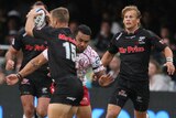 Bruising affair ... the Reds let slip a 17-0 lead to lose to the Sharks in Durban