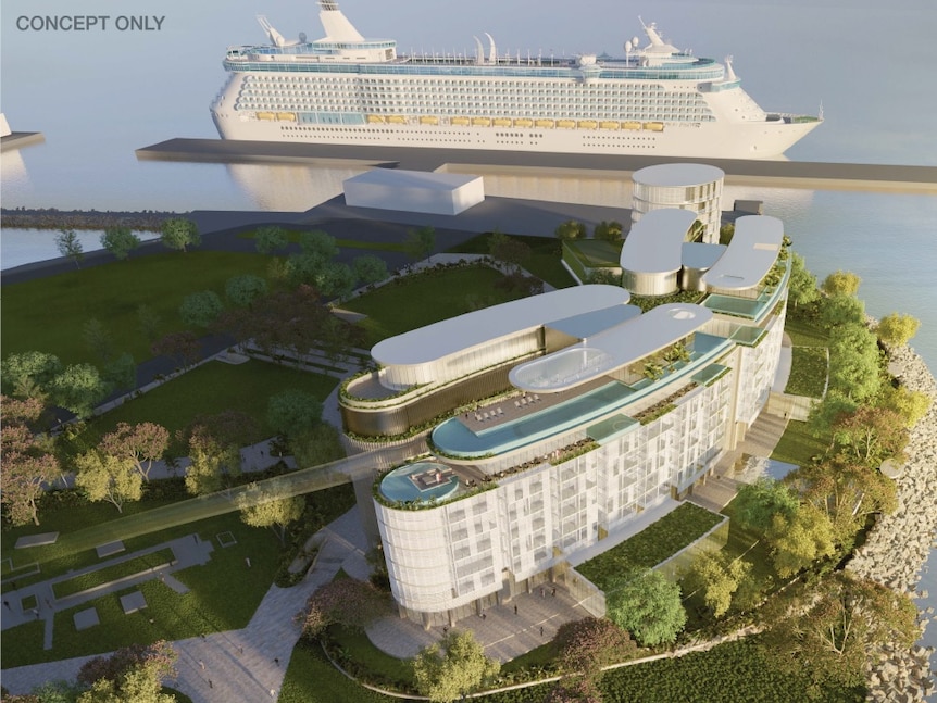 The concept for a luxury hotel and residential complex near Darwin's Waterfront precinct.