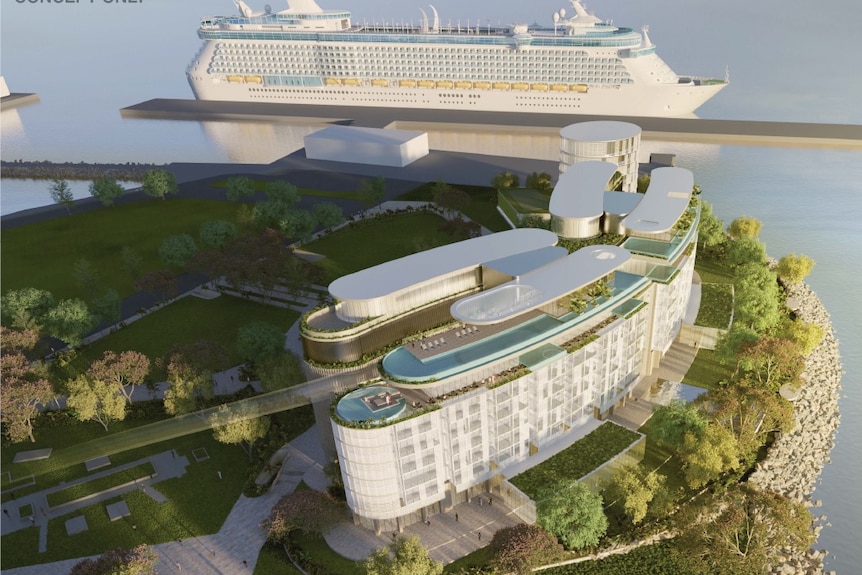 The concept for a luxury hotel and residential complex near Darwin's Waterfront precinct.