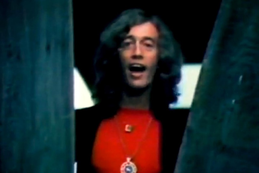 Robin Gibb in the Stayin' Alive video, mid 1970s.