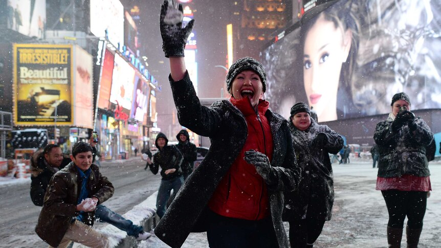 Making the most of the snow covered New York streets