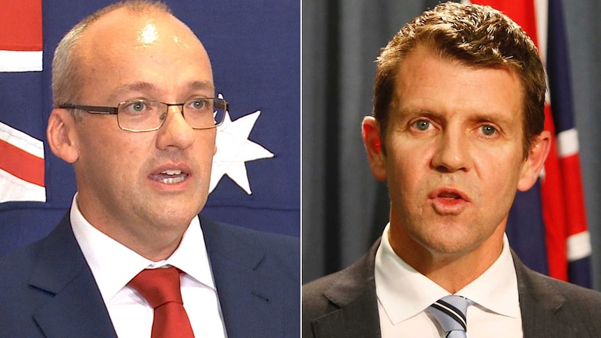 Labor leader Luke Foley and Premier Mike Baird