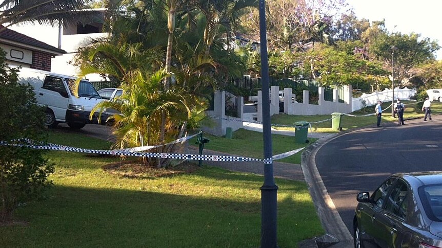 Police tape surrounds a residence at Arundel after a police officer was shot at the Arundel Tavern.