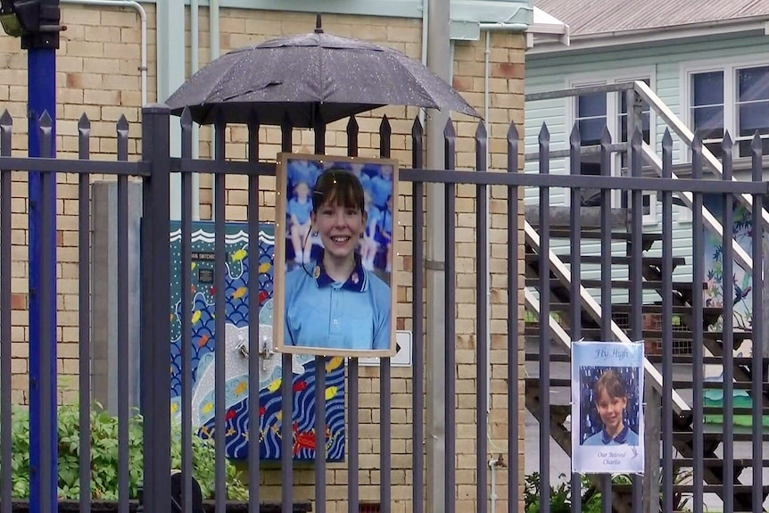images of schoolgirl charlise mutten hanging on a fence at a public school