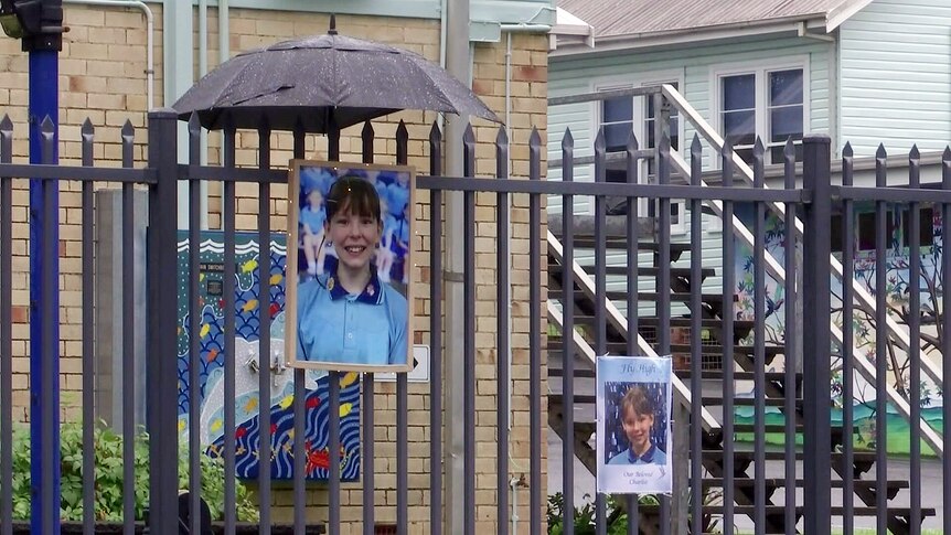 images of schoolgirl charlise mutten hanging on a fence at a public school