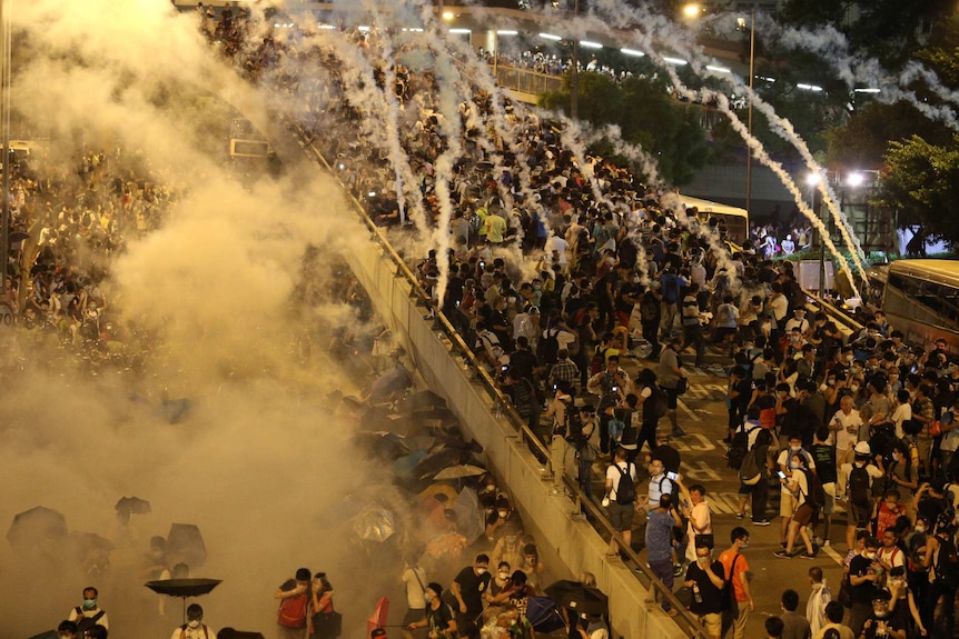 Police fire tear gas in Hong Kong