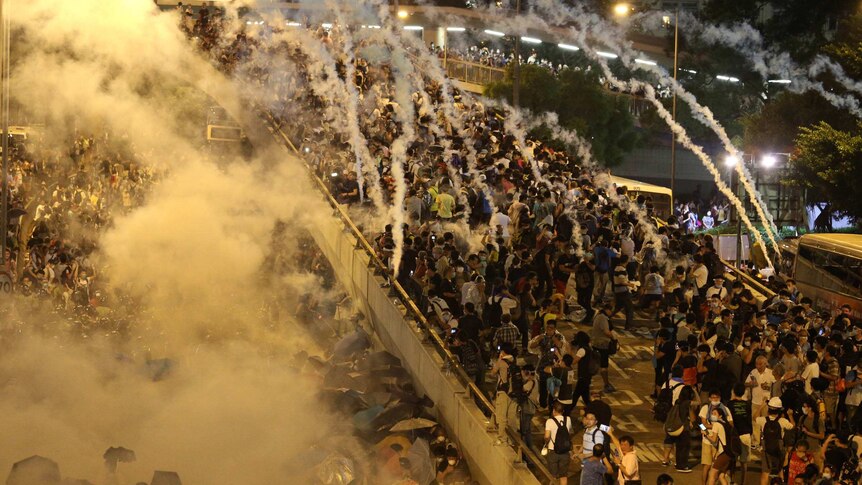 Police fire tear gas in Hong Kong
