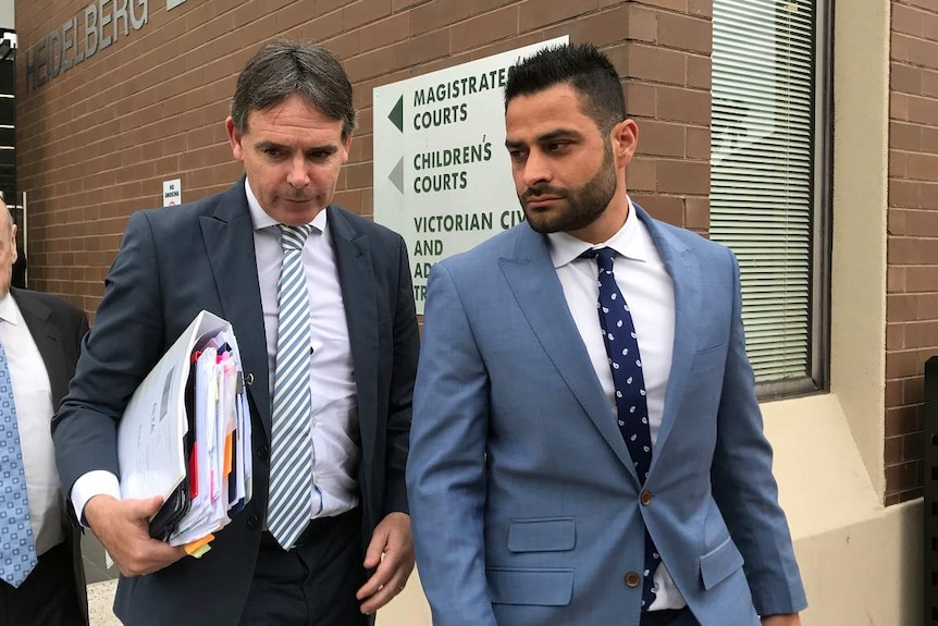 The AFL's former diversity manager Ali Fahour leaves court.