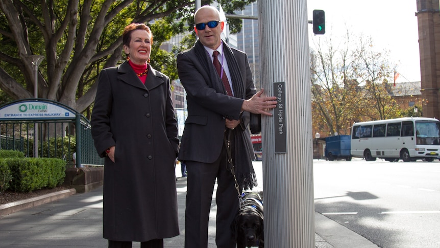 Sydney Lord Mayor Clover Moore and Vision Australia's Rolf Geerlings