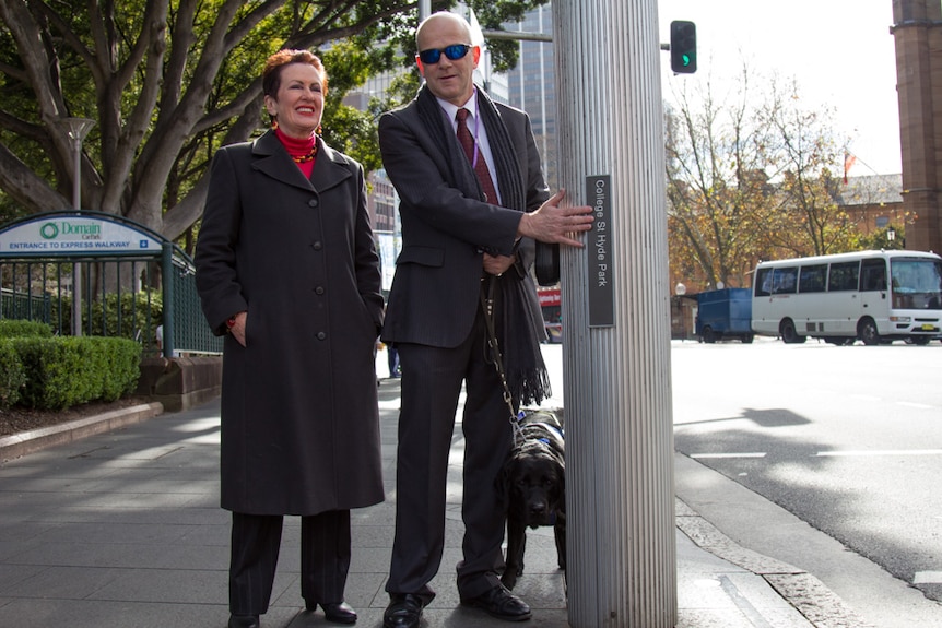 Sydney Lord Mayor Clover Moore and Vision Australia's Rolf Geerlings