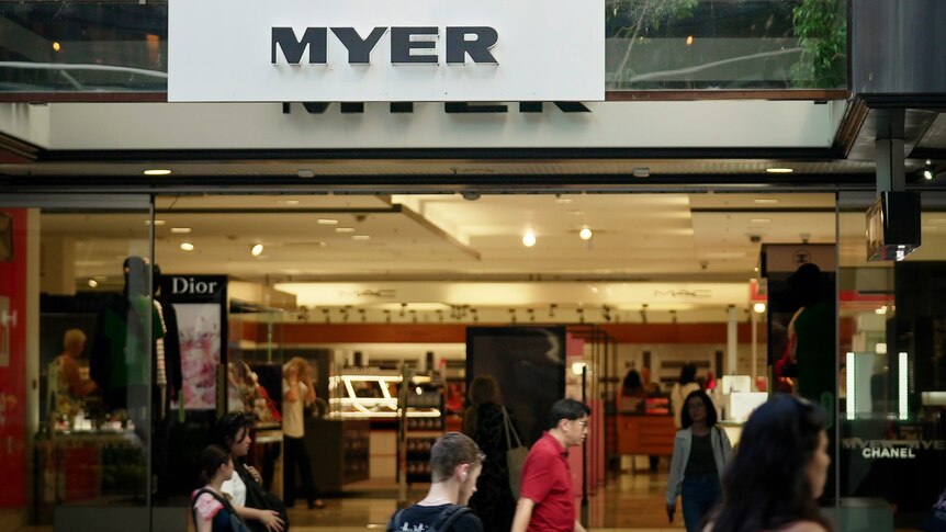 Myer in The Myer Centre in Brisbane CBD, people walking past