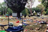 Rubbish scattered at Edinburgh Gardens in Melbourne following an out-of-control party on New Year's Eve.