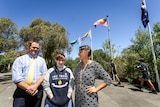 Castlemaine Secondary College principal Paul Fry on the left with student Olivia Hocking, centre and teacher Shera Blaise.