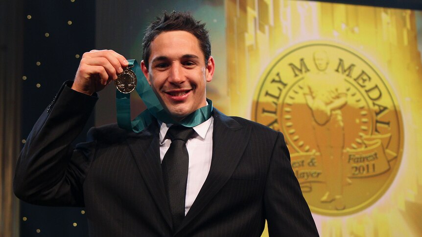 Top gong ... Billy Slater poses with the Dally M Medal (Mark Nolan: Getty Images)